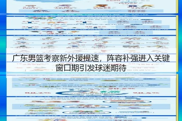 广东男篮考察新外援提速，阵容补强进入关键窗口期引发球迷期待